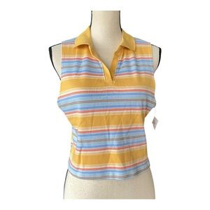SO Women's Striped Tank Top - Yellow, Blue, Orange Size XL